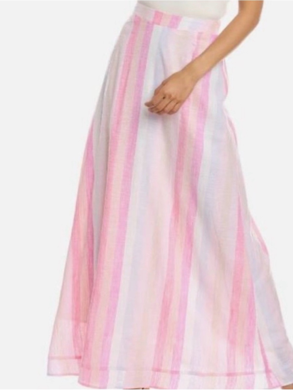 Splendid Pink & Pastel Stripe Maxi Linen Skirt